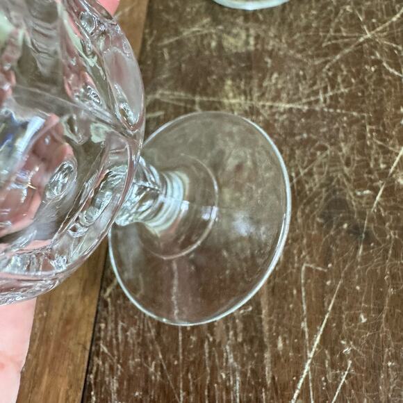 Vintage 1970s Kings Crown Clear Glass Pedestal Shot Glasses Set of 2 - Picture 4 of 9